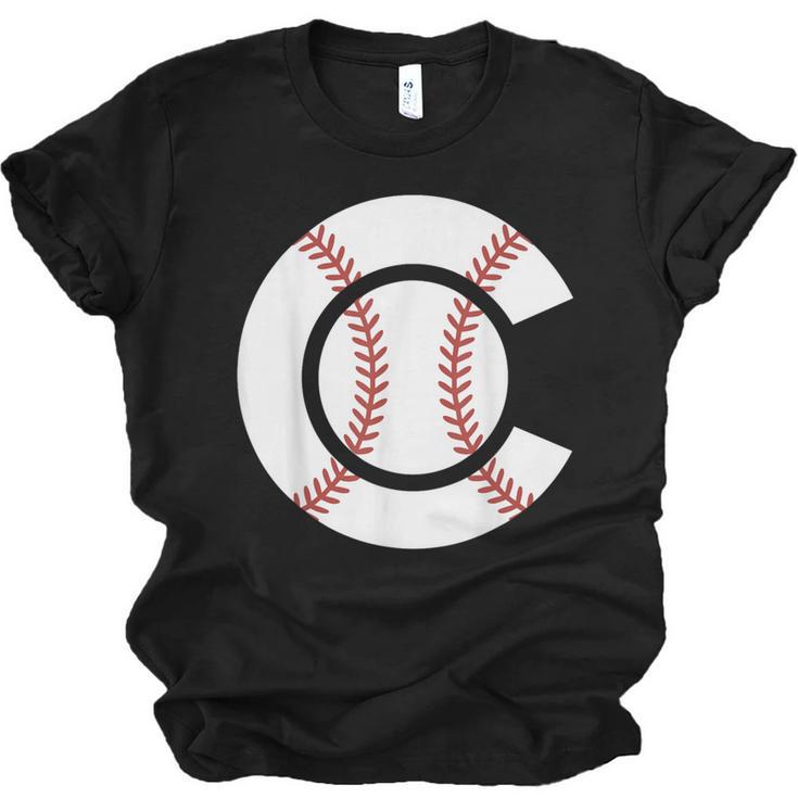 Baseball Sport Player Graphic Monogram Initial Letter C Unisex Jersey T-Shirt