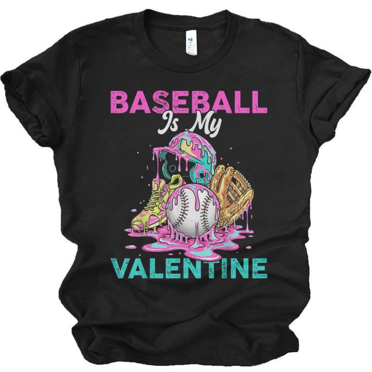 Baseball Is My Valentine Ice Cream Drip Crossed Bats Sport Unisex Jersey T-Shirt