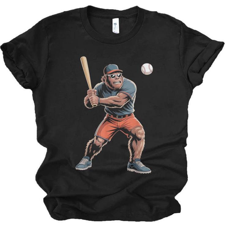 Bigfoot Playing Baseball Boys Kids Men Baseball Player Unisex Jersey T-Shirt