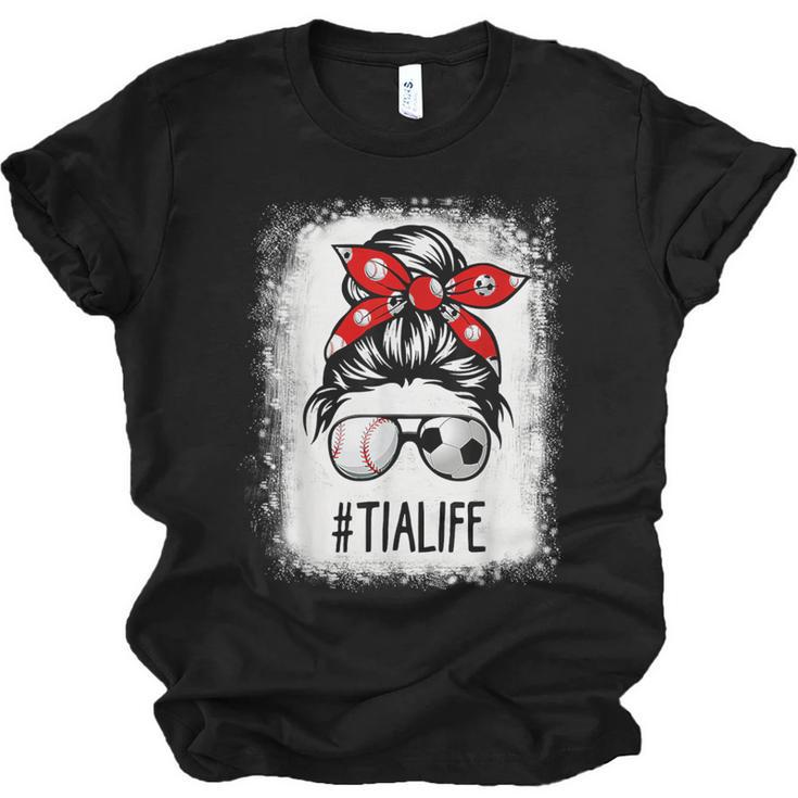 Bleached Tia Life Soccer Messy Bun Baseball Game Day Unisex Jersey T-Shirt