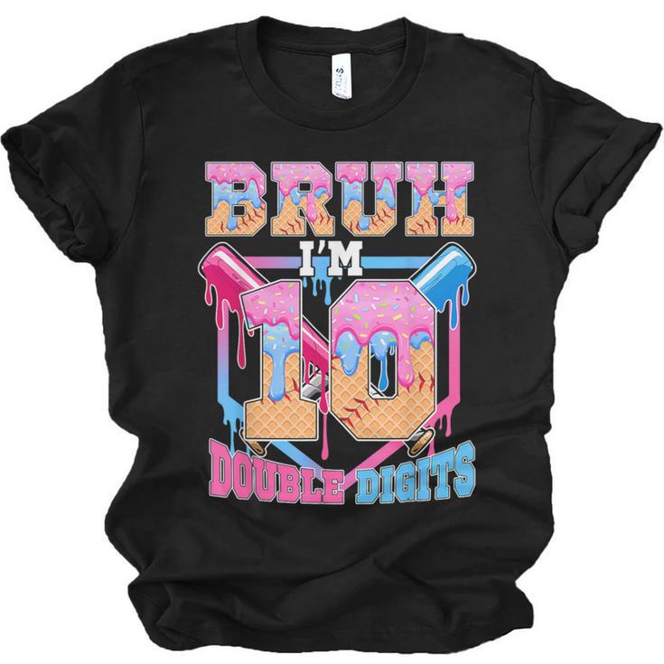 Boys 10 Double Digits 10th Birthday Ice Cream Baseball Drip Unisex Jersey T-Shirt