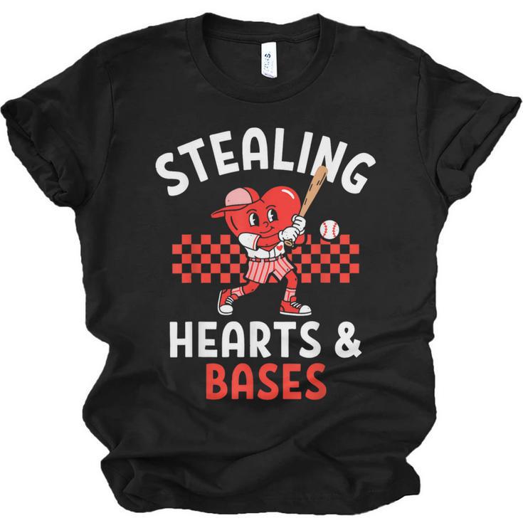 Boys Baseball Valentines Day Stealing Hearts Valentine Kids Unisex Jersey T-Shirt