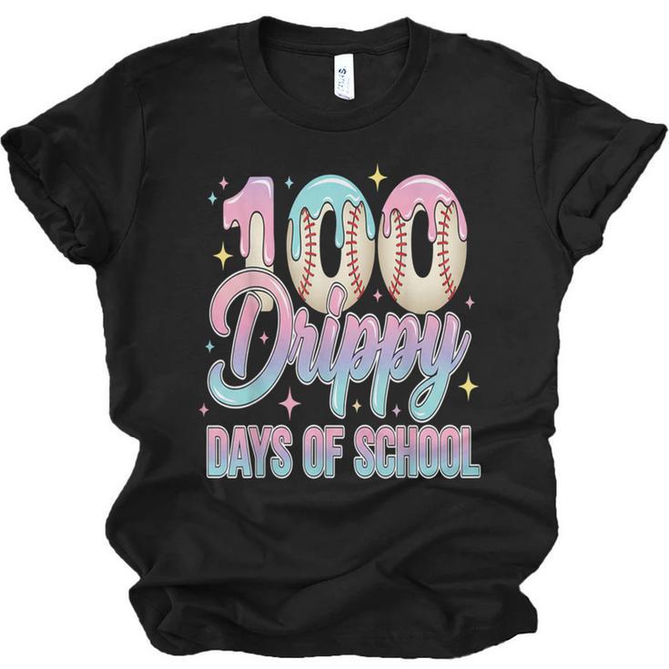 Boys Kids 100 Drippy Days Of School Baseball Drip Ice Cream Unisex Jersey T-Shirt