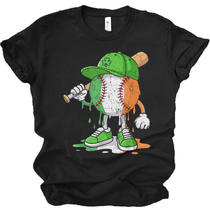 Boys St Patricks Day Irish Flag Kids Baseball Ice Cream Drip Unisex Jersey T-Shirt