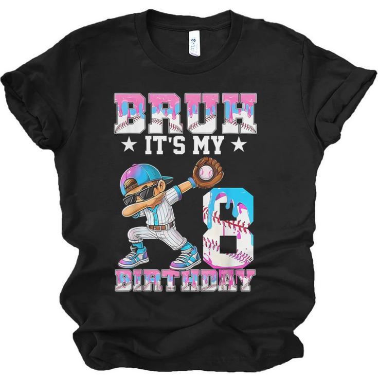 Bruh It's My 8th Birthday Baseball Ice Cream Drip 8 Year Old Unisex Jersey T-Shirt