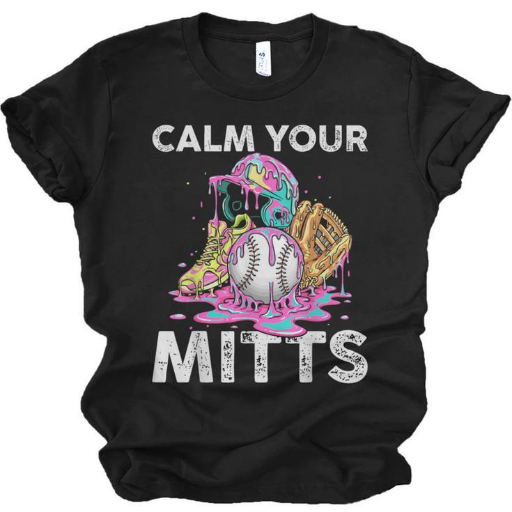 Calm Your Mitts Baseball Ice Cream Drip Crossed Bats Sport Unisex Jersey T-Shirt