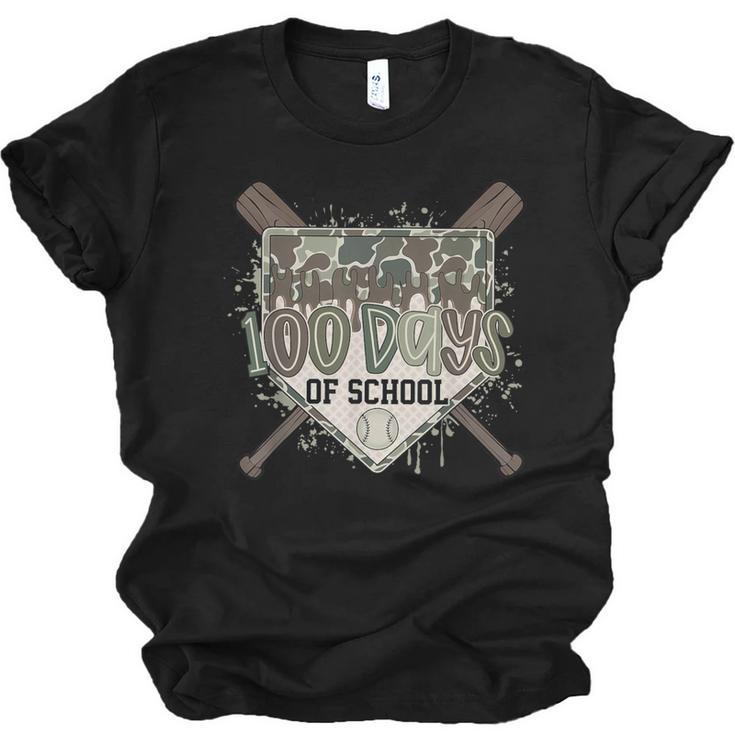 Camo 100 Days Of School Baseball Home Plate Drip Boy Kids Unisex Jersey T-Shirt