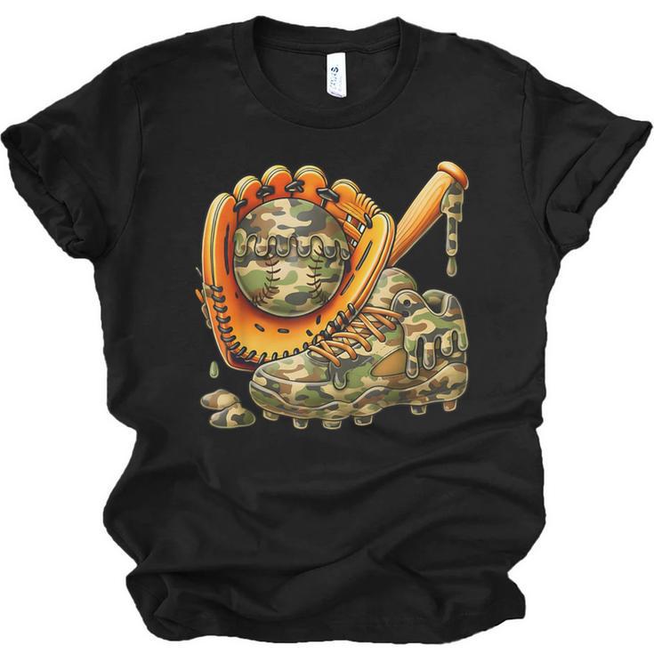 Camo Ice Cream Drip Baseball Stuff Baseball Drip Boys Unisex Jersey T-Shirt
