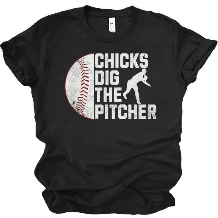 Chicks Dig The Pitcher Baseball Unisex Jersey T-Shirt