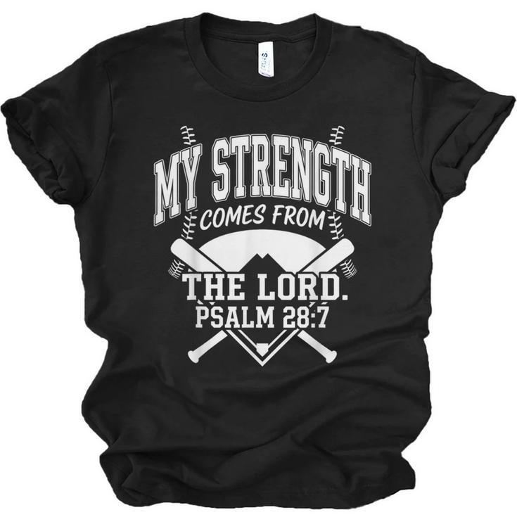Christian Baseball My Strength Comes From The Lord Baseball Unisex Jersey T-Shirt