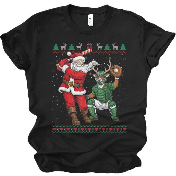 Christmas Santa Baseball Ugly Sweater Unisex Jersey T-Shirt