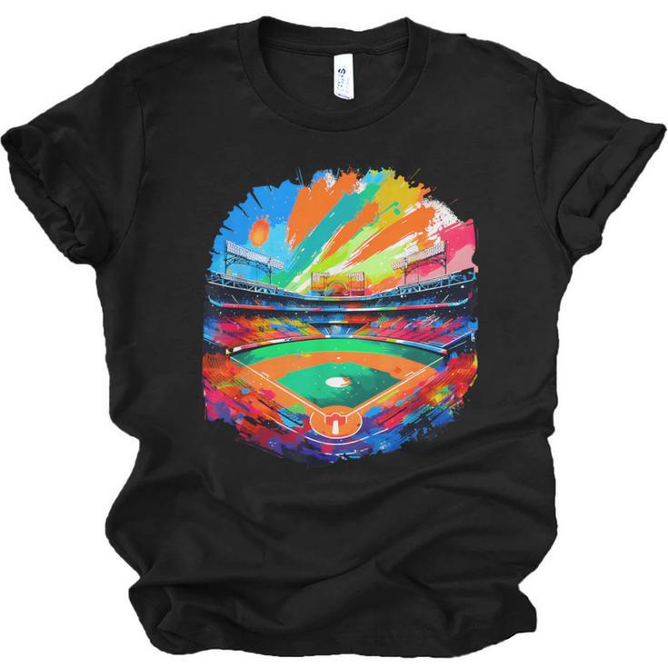 Colorful Baseball Field Home Run Baseball Player Fans Unisex Jersey T-Shirt