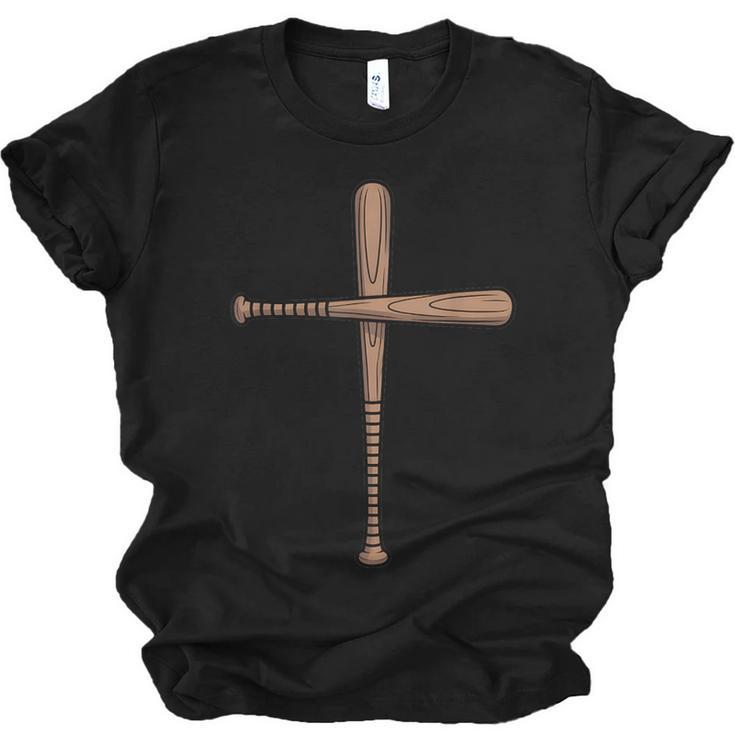 Cross Baseball Bats Christian Faith Sports Coach Pitcher Unisex Jersey T-Shirt