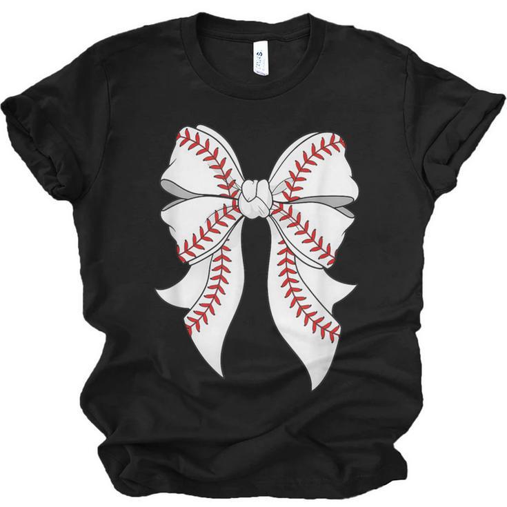 Cute Baseball Coquette Bow For Women Girls Baseball Mama Mom Unisex Jersey T-Shirt