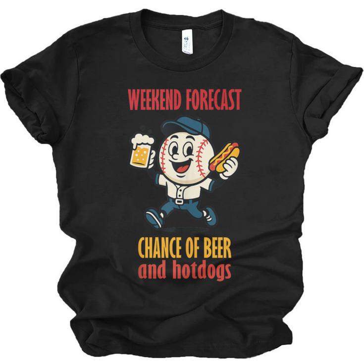 Cute Baseball Fan Weekend Forecast Change Of Beer And Hotdog Unisex Jersey T-Shirt