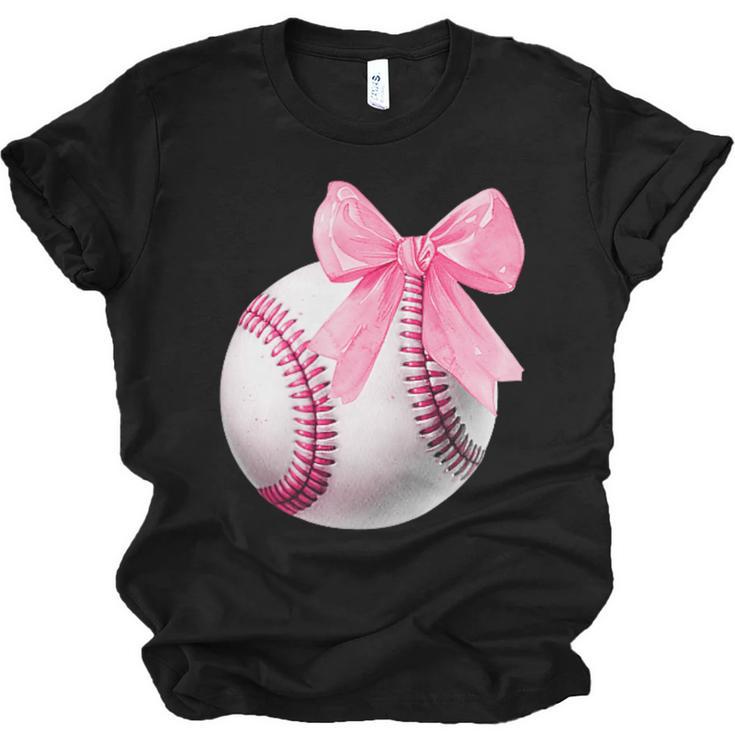 Cute Coquette Baseball Pink Bow Player & Fan Girls Unisex Jersey T-Shirt
