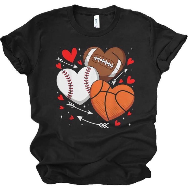 Cute Heart Baseball Basketball Football Valentine Boy Men Unisex Jersey T-Shirt