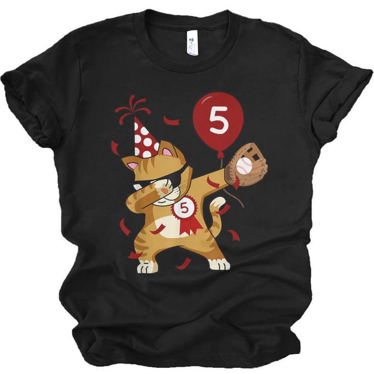 Dabbing Cool Cat Baseball 5th Birthday Unisex Jersey T-Shirt