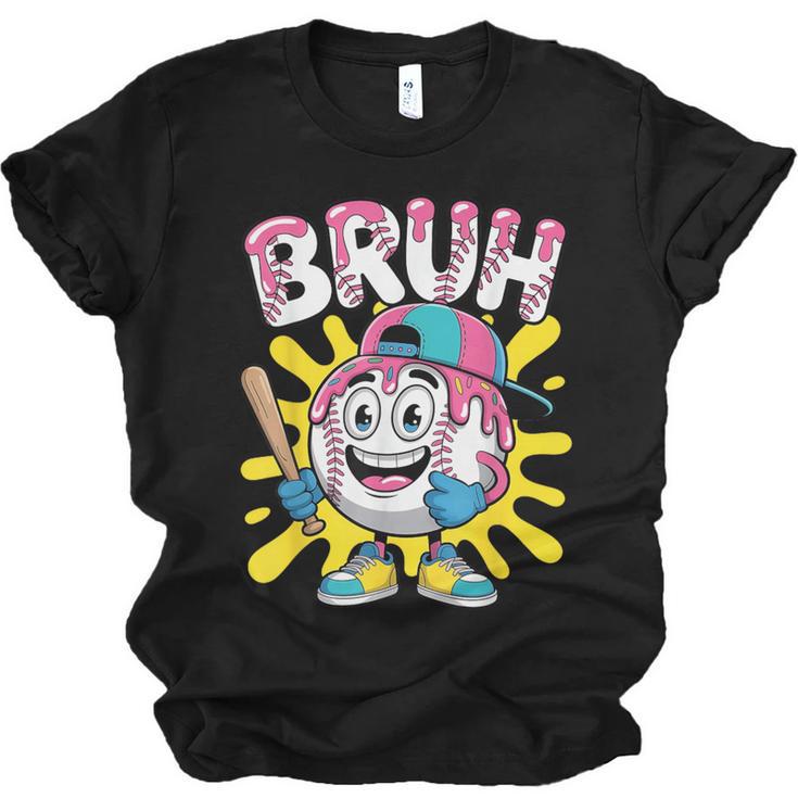 Drip Baseball Boy Youth Kid Ice Cream Dripping Baseball Bruh Unisex Jersey T-Shirt