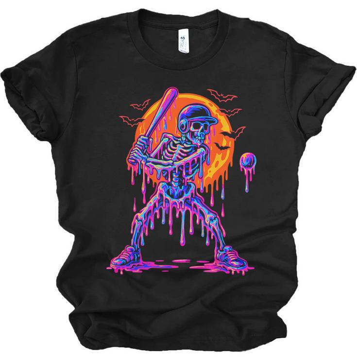 Drip Skeleton Batting Baseball Halloween Unisex Jersey T-Shirt