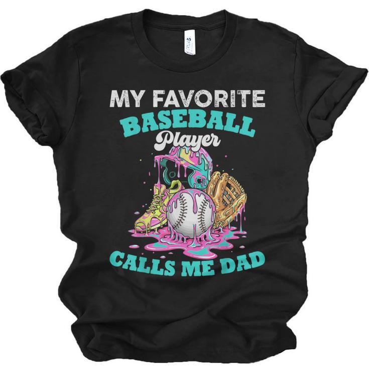 My Favorite Baseball Player Calls Me Dad Ice Cream Drip Unisex Jersey T-Shirt