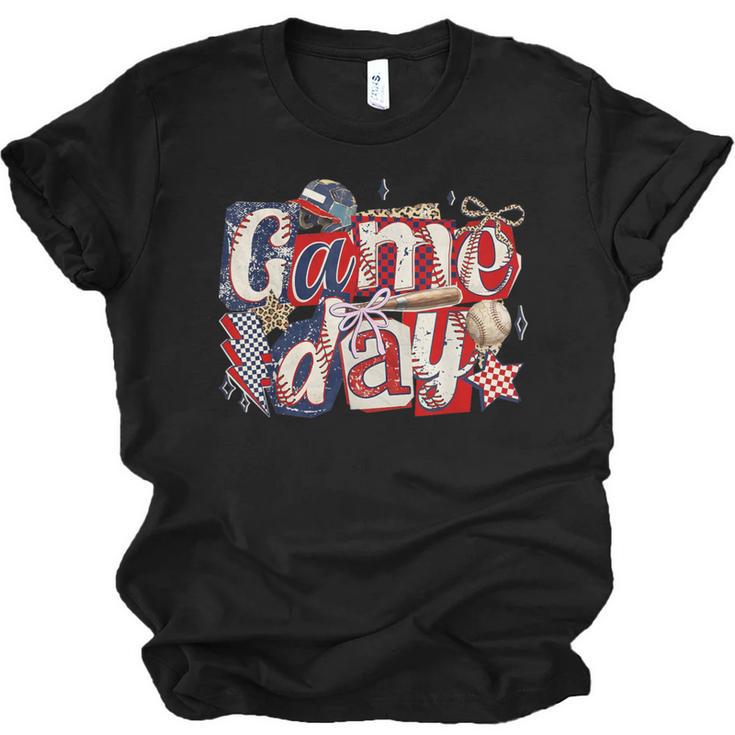 Game Day Baseball Leopard Coquette Bow Mama Mom Sister Unisex Jersey T-Shirt