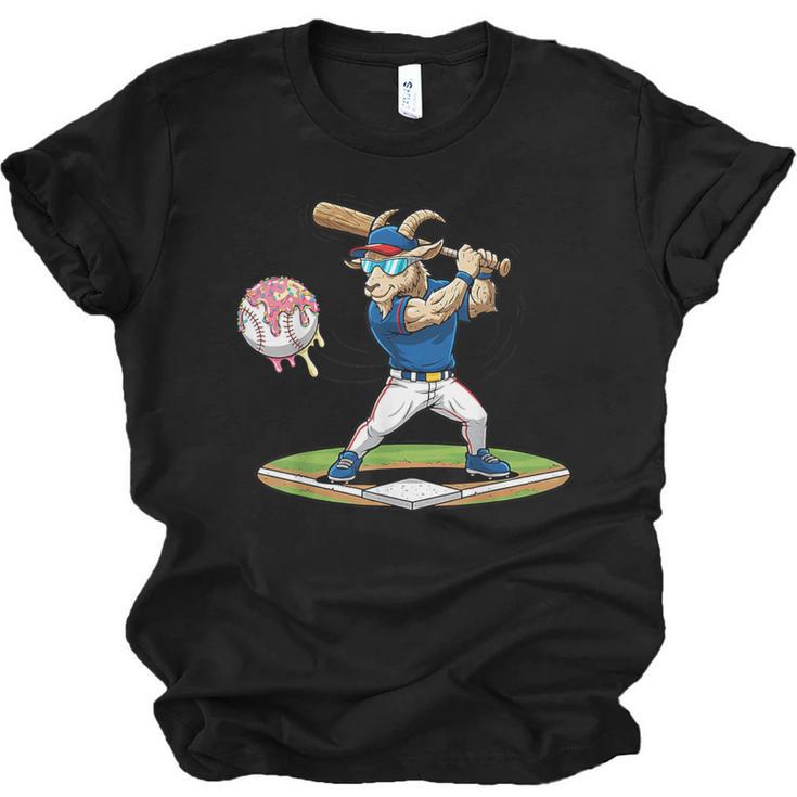 Goat Baseball Player With Bat And Ball Drip Animal Sports Unisex Jersey T-Shirt