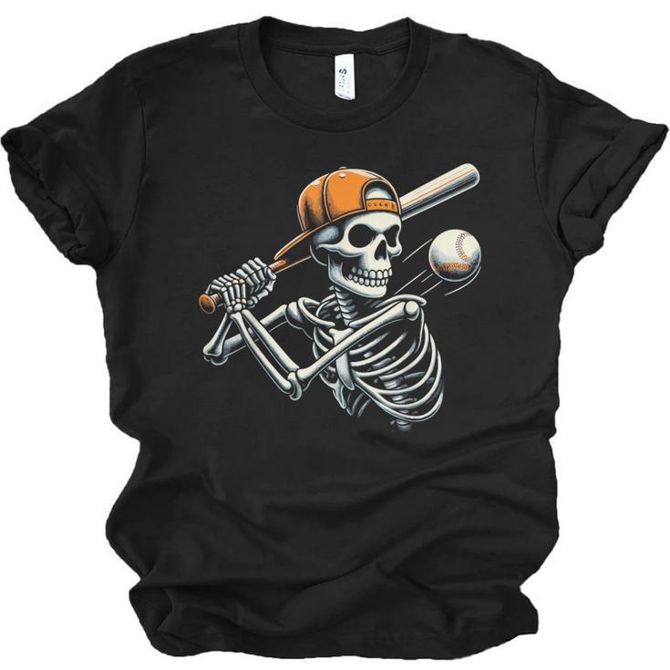 Halloween Boys Batting Skeleton Baseball Unisex Jersey T-Shirt