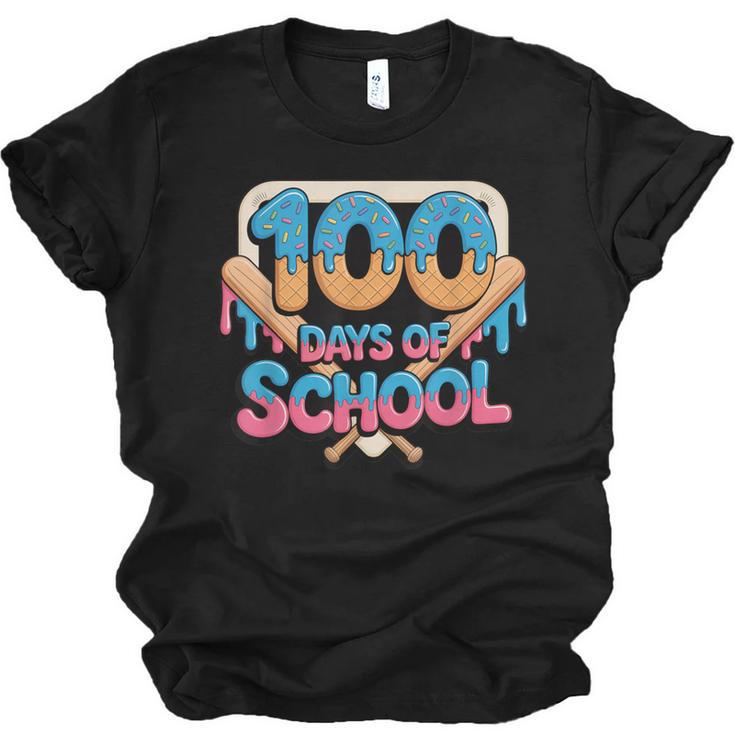 Happy 100 Days Of School Baseball Drip For Kids Teachers Unisex Jersey T-Shirt