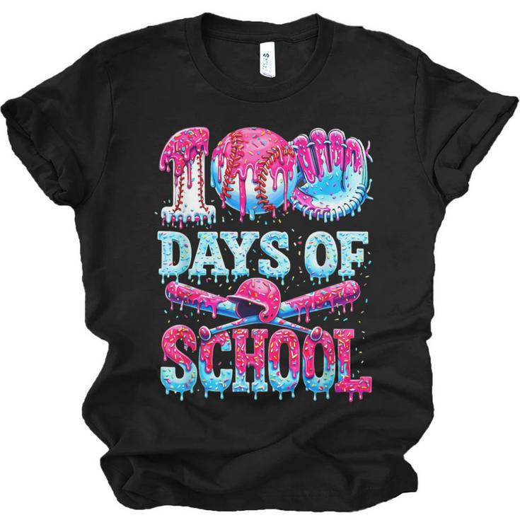 Happy 100 Days Of School Game Day Baseball Ice Cream Drip Unisex Jersey T-Shirt