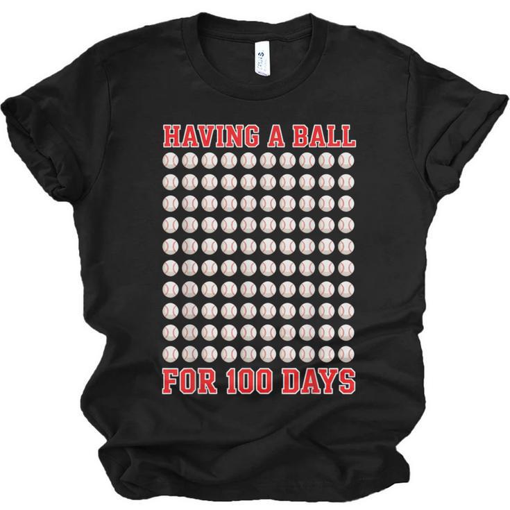 Having A Ball For 100 Days Of School 100th Baseball Unisex Jersey T-Shirt