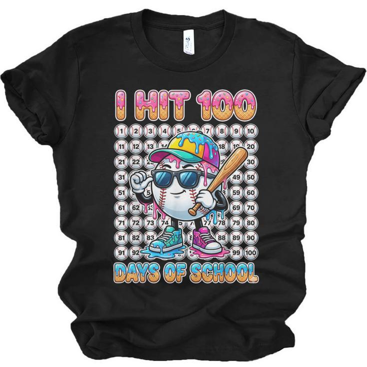 I Hit 100 Days Of School Baseball Ice Cram Drip 100th Boys Unisex Jersey T-Shirt