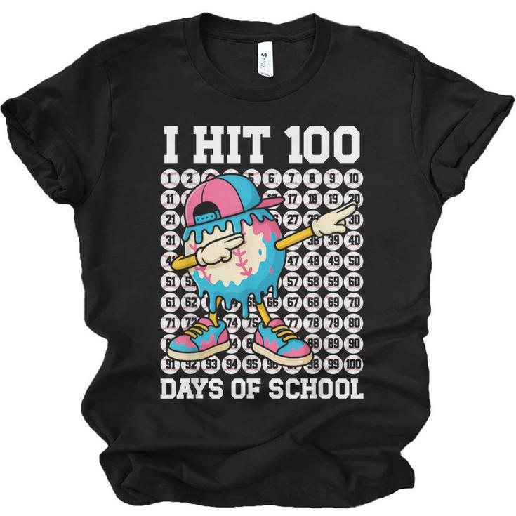 I Hit 100 Days Of School Baseball Ice Cream Drip Boys Girls Unisex Jersey T-Shirt