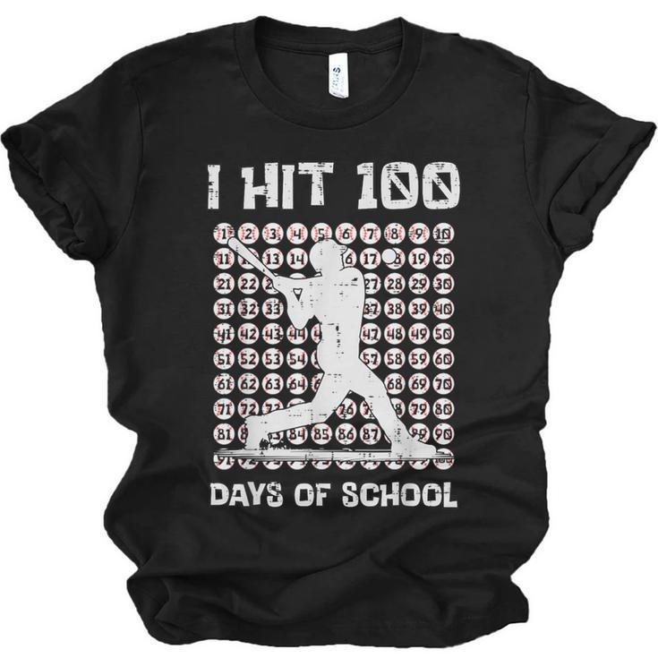 I Hit 100 Days Of School Baseball Player 100th Day Boys Kids Unisex Jersey T-Shirt