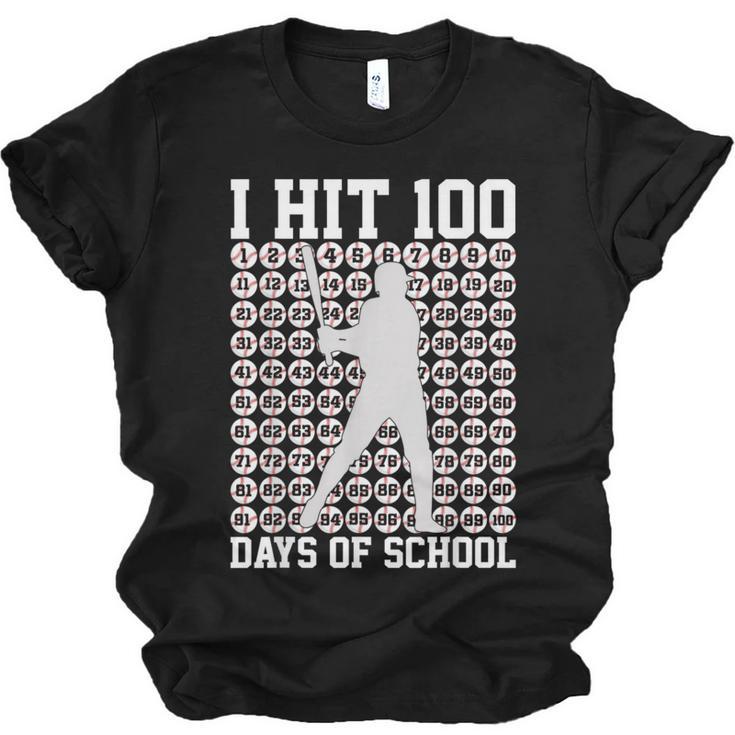 I Hit 100 Days Of School Boys Kids 100th Day Balls Baseball Unisex Jersey T-Shirt