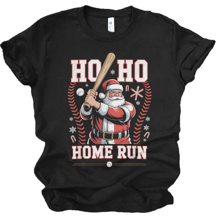 Ho Ho Home Run Baseball Christmas Holiday Sports Santa Unisex Jersey T-Shirt