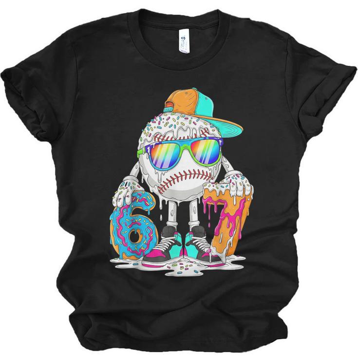 HUGvyn 6 7 Baseball Number Kid Drip Ice Cream Six Seven Meme Unisex Jersey T-Shirt