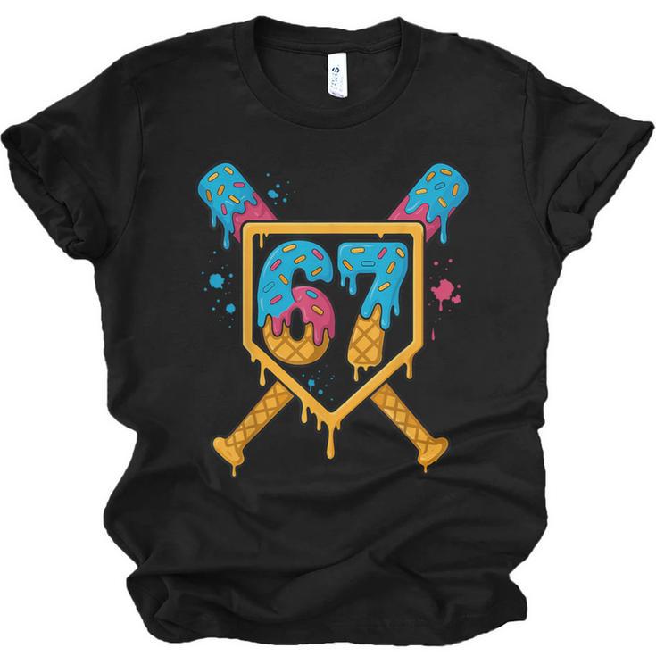 HUGvyn 67 Baseball Ice Cream Drip Six Seven Genz Alpha Slang Unisex Jersey T-Shirt