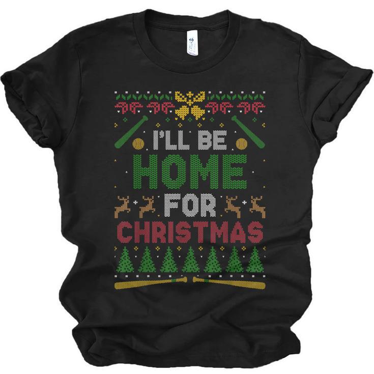 I’Ll Be Home For Christmas Baseball Ugly Sweater Unisex Jersey T-Shirt