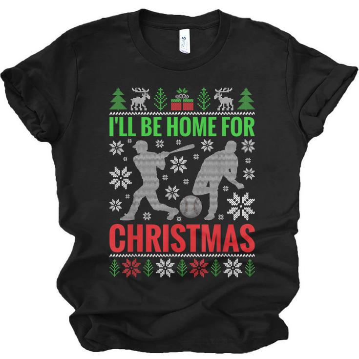 I'Ll Be Home For Christmas Baseball Xmas Unisex Jersey T-Shirt