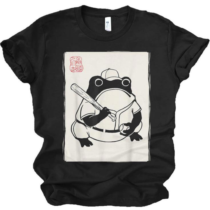 Japanese Grumpy Frog Baseball Player Baseball Unisex Jersey T-Shirt