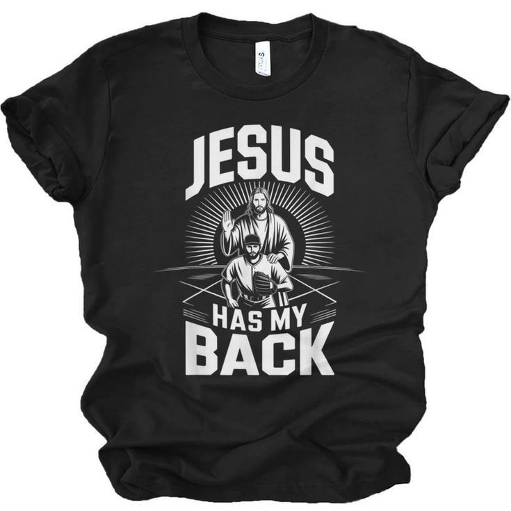 Jesus Has My Back Baseball Faith Motivation Tee Christian Unisex Jersey T-Shirt