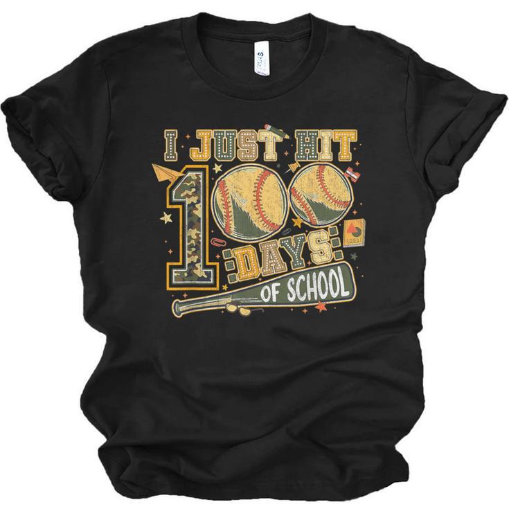 I Just Hit 100 Days Of School Baseball Camo Boys Kid Toddler Unisex Jersey T-Shirt