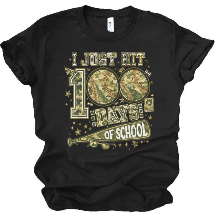 I Just Hit 100 Days Of School Camouflage Baseball Unisex Jersey T-Shirt