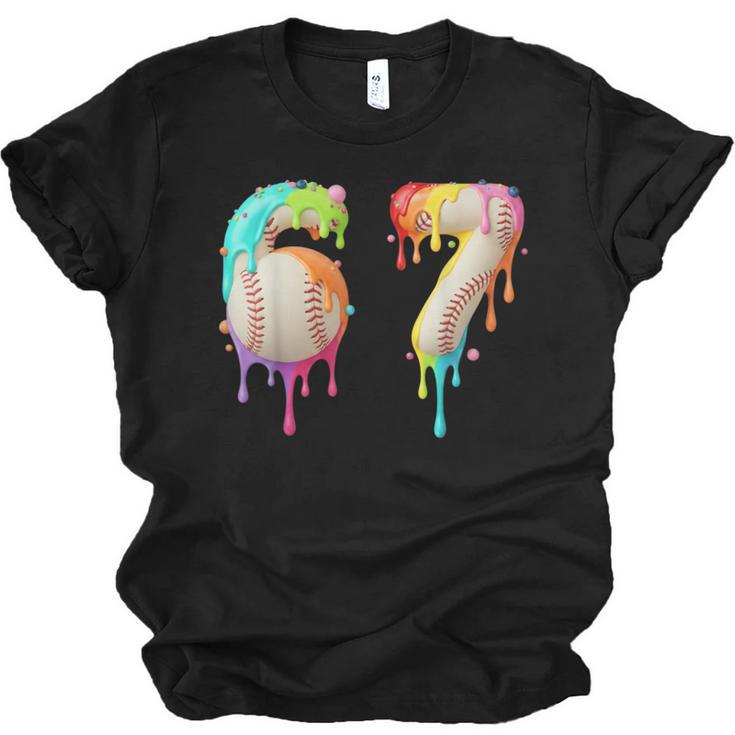 Kids Meme 67 Number Six 6 Seven 7 Ice Cream Drips Baseball Unisex Jersey T-Shirt