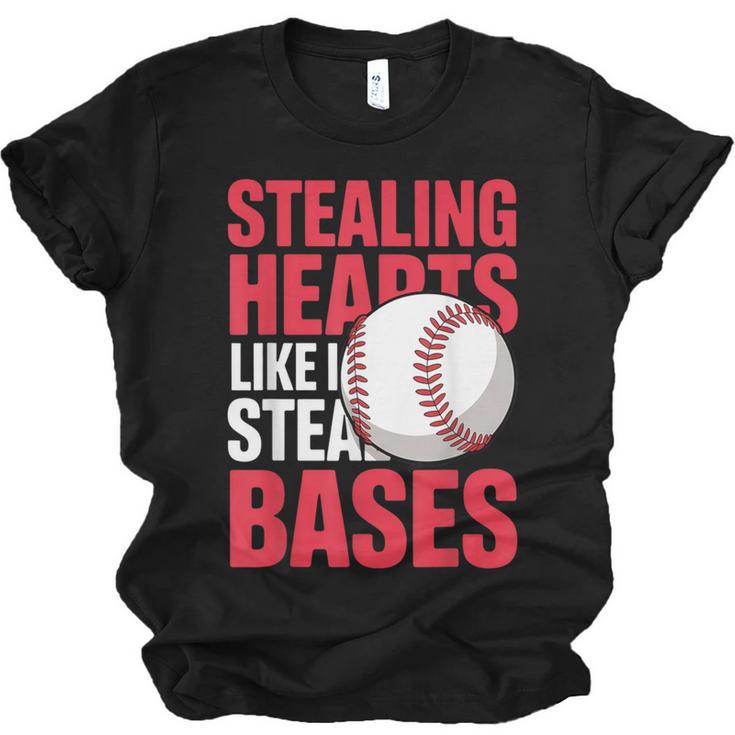 Kids Stealing Hearts Like I Steal Bases Cute Baseball Boys Unisex Jersey T-Shirt