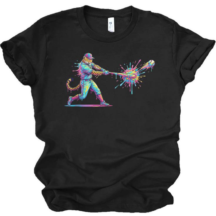 Leopard Baseball Player Ice Cream Drip For Boys Kids Unisex Jersey T-Shirt