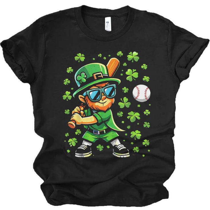 Leprechaun Playing Baseball Happy St Patricks Day Men Boys Unisex Jersey T-Shirt