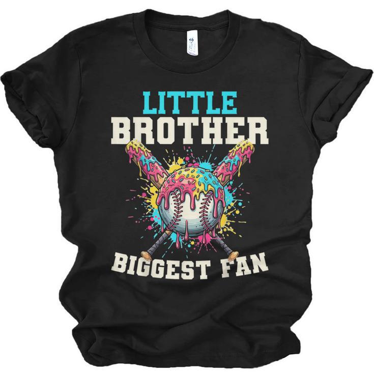 Little Brother Biggest Fan Baseball Cream Drip Crossed Bats Unisex Jersey T-Shirt