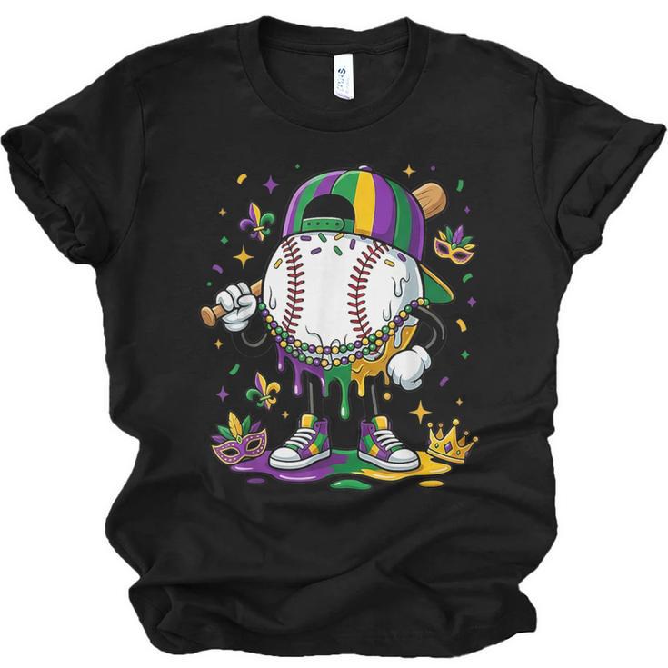 Mardi Gras Ice Cream Drip Baseball Carnival Party Mask Boys Unisex Jersey T-Shirt
